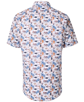 REDMOND Kurzarmhemd weiss multicolor Print Casual Comfort Fit